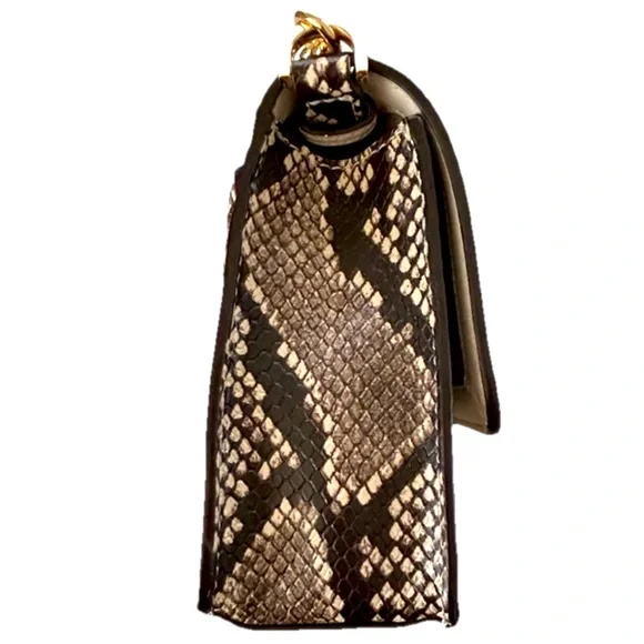 Michael Kors Sonia Medium Snake Embossed Chain Strap Shoulder Bag Purse - Picture 6 of 12